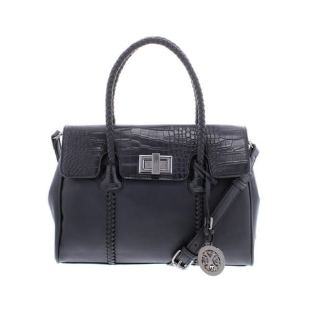 Hands Media - Christian Lacroix Womens Juliette Faux Leather Braided Tote Handbag Black Medium