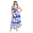 thumbnail image 1 of Vestido Largo Con Escote y Nudo Roman Fashion Talla Extra Azul Rey 38, 1 of 6