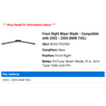 thumbnail image 2 of Front Right Wiper Blade - Compatible with 2002 - 2005 BMW 745Li 2003 2004, 2 of 2