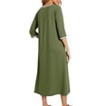 thumbnail image 4 of Sakmal Comfy Moomoo Nightgowns Women Long Full Zip Green Sleepshirt Long Sleeve Solid Nightgowns with Pockets, 4 of 5