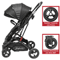 thumbnail image 4 of Carriola para Bebé con Portabebé Travel System Reversible Convertible a Bambineto Ruedas de Goma con Freno Plegable Cinturón de 5 Puntos - Negro, 4 of 8