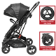 thumbnail image 4 of Carriola para Bebé con Portabebé Travel System Reversible Convertible a Bambineto Ruedas de Goma con Freno Plegable Cinturón de 5 Puntos - Negro, 4 of 8