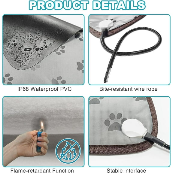 Large Dog Heating Pad 34 x 21in, Electric Pet Heating Mat with Auto Thermostat