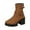 Yellow, variant on Xfvqtps Womens Boots Mid Calf Back Zipper Chunky Sole Flatform Mid Heel Buckle Straps Almond Toe Casual Ankle Commute Boots Black