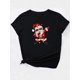 thumbnail image 3 of [Christmas Santa Print T-Shirt] Women's Christmas Santa with Lights Print, Casual Fashion Round Neck Short Sleeve T-Shirt, Polyester, Spring/Summer/Autumn, Knitted Fabric, Black, 3 of 6