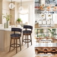 thumbnail image 4 of COLAMY Swivel Bar Stools Set of 3, 30 Inch Bar Height Stools, Modern Upholstered Wood Bar Chairs with Back for Kitchen Island & Home Bar, Fits 40-45" Bar Height, Dark Brown, 4 of 9