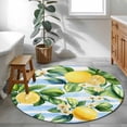 thumbnail image 4 of Round Area Rug 4ft,Summer Lemon Green Leaves Flower Washable Carpet Non-Slip Runner Accent Rugs Indoor Floor Mat for Bedroom Living Room Decor,Watercolor Blue Stripe, 4 of 9