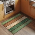 thumbnail image 3 of Retro Green Brown Wood Grain Washable Area Rug 2 x 3 ft Vintage Farmhouse Country Style, Soft Non Slip Rugs Stain Repellent Indoor Felt Carpet for Living Dining Room Bedroom Home Office, 3 of 9