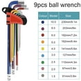 thumbnail image 4 of 9Pcs Metric Allen Key Set Metal Hex Key Allen Wrench Set 9 Sizes Chrome Vanadium Steel Long Arm Hex Key Kit with Ball End and Color Coding for Repair Furniture Car Bike Toy, 4 of 11