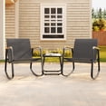 thumbnail image 3 of Aiho Outdoor Rocking Chairs Set of 3 with Breathable Textilene, Outdoor Patio Furniture Set with Tempered Glass Table, For Patio, Outdoor Garden, Lawns, Balcony, Backyard, Porch and Poolside-Black, 3 of 10