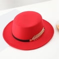 thumbnail image 2 of MEICHEN Women Wool Hat Autumn Winter Ribbon With Wide Brim Lady Flat Top Jazz Caps, 2 of 3
