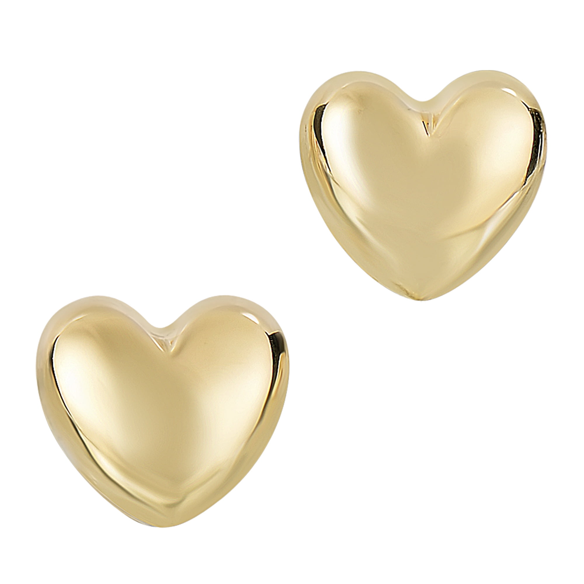 Jewelry Affairs 14k Gold Shiny Puff Heart Shape Stud Earrings 7 x 8mm