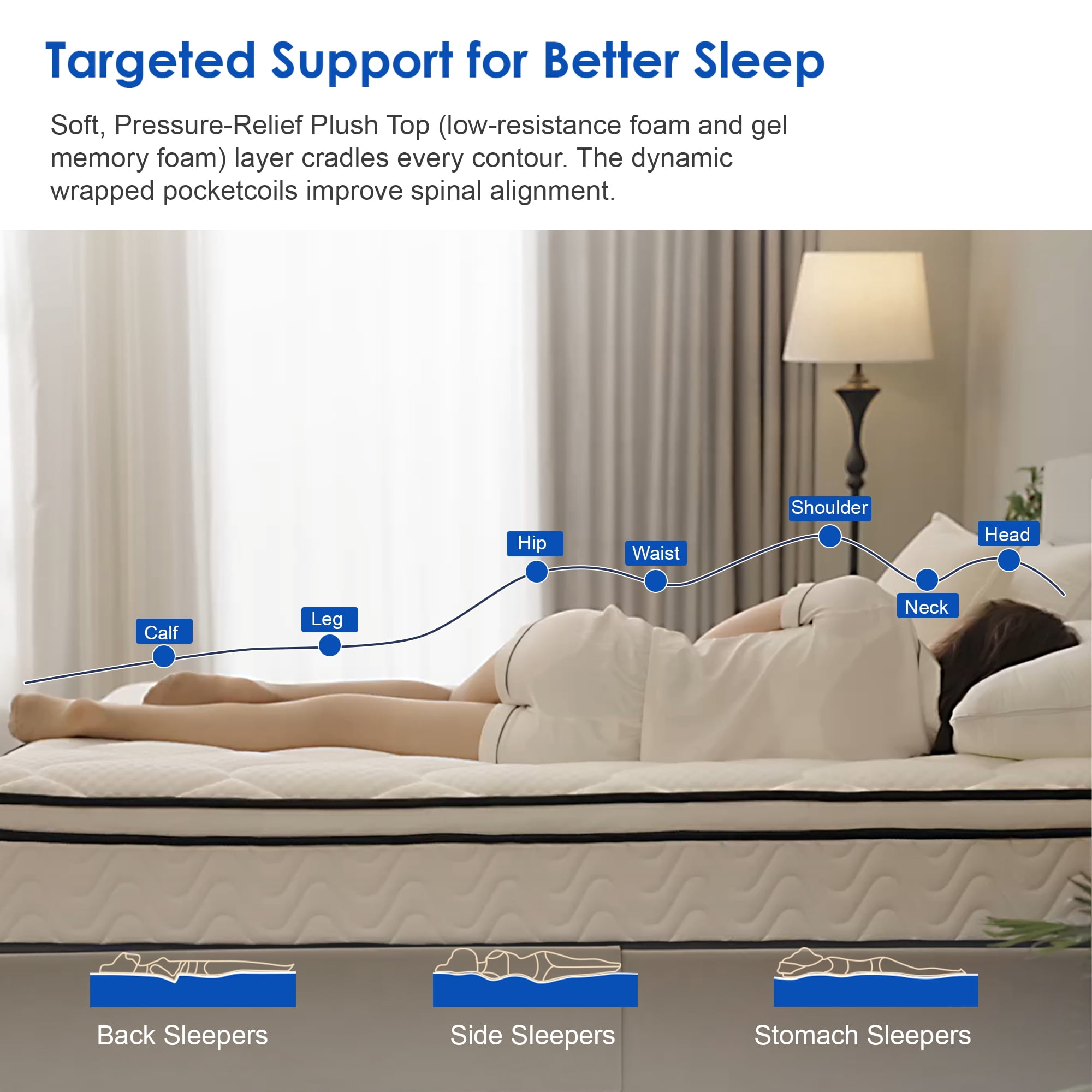 10" King Mattress, Gel Memory Foam and Pocket Spring Hybrid Mattress in a Box, Medium Firm, Pressure Relief, Adult