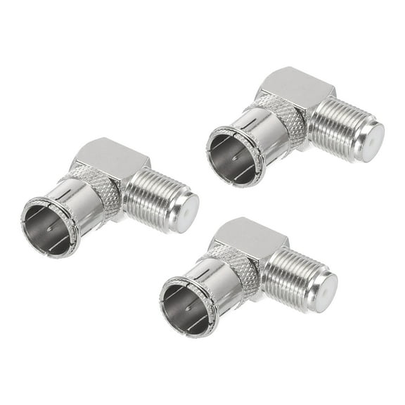 Uxcell Right Angle Coaxial Connector Quick Push on F Male to F Female Adapter 75 Ohm Waterproof Coaxial Cable 3Pcs