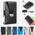 thumbnail image 2 of Men's Carbon Fiber RFID Wallet Slim Credit Card Holder Metal, 2 of 6