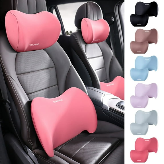 Car Pillow Set,1 Headrest 1 Lumbar pillow,Ergonomic Memory Foam Seat cushion,Soft and Comfortable for Relieving Neck and Lumbar Sedentary Discomfort,Car Back Support for Office Chair,Blue