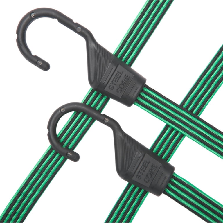 Hyper Tough Green/Black Flat Bungee Cord, 48 inch, 2-Pack