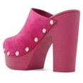 thumbnail image 4 of YDN Women Peep Toe Platform Slip on Mules Studded Chunky High Heel Slide Sandals Fashion Dressy Casual Clog Shoes Size 13 Pink, 4 of 4