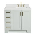 thumbnail image 2 of ARIEL Taylor 36 Inch Right Offset Rectangle Sink Bathroom Vanity With Carrara White Quartz Countertop 1.5 Edge In Grey, 2 of 7