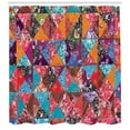 thumbnail image 3 of Balinese Shower Curtain, Colorful Cultural Asian Pattern in Quilting Style with Traditional Floral Details, Fabric Bathroom Set with Hooks, 69W X 70L Inches, Multicolor, by Ambesonne, 3 of 3