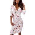 thumbnail image 1 of PVCS Robe d'Été pour Femmes Nouvelle Robe Imprimée Amincissante Col en V Manches 3/4, 1 of 9