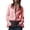 Pink, variant on Babysbule Women's Satin Ruffle Collar Zip Front Blouse, Flounce Cuff Long Sleeve Casual Top for Office & Evening Wear