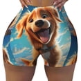 thumbnail image 2 of Logiee Blue Sky Cute Dog Print Women's Biker Shorts,Workout Gym Shorts,Scrunch Shorts,Tummy Control Hidden Scrunch Running Yoga Shorts-Medium, 2 of 8