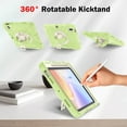 thumbnail image 5 of 3-Layer Kids Case for iPad 10th Gen 10.9" 2022, Durable Sturdy Protection Silicone PC Case with Swivel Stand, Hand Strap and Shoulder Strap + Pencil Holder with Charging Port Lid - Greenwhite, 5 of 12