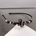 thumbnail image 2 of XASZHN Handmade Crystal Rhinestone Headband for Women Delicate Bridal Hair Clip with Floral Design Black_002 One Size, 2 of 4