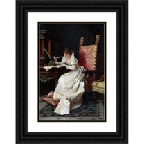 Pio Ricci 13x18 Black Ornate Wood Framed Double Matted Museum Art Print Titled - The Letter