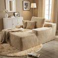 thumbnail image 2 of Vcatnet 67"x48" Chaise Lounge Chair Indoor Oversized Lounge Couch Plush Upholstered Corduroy Sofa Bed for Living Room, Beige, 2 of 10