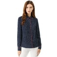 thumbnail image 3 of INSPIRE CHIC Chemise à Manches Longues Imprimée pour Femmes avec Passepoil et Boutons, 3 of 6