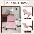 thumbnail image 3 of Muumblus Upholstered Chaise Lounge Indoor, Tufted Velvet Accent Chair with Wood Legs, Pink, 3 of 8
