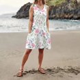thumbnail image 4 of V Neck Aline Dresses for Women Flowy Floral Sleeveless Dress Summer Casual Wedding Guest Sundress with Pockets, 4 of 5
