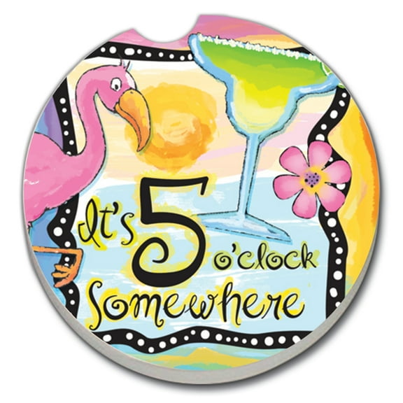 Thirstystone "Five O' Clock Somewhere" Single Absorbent Stone Car Coaster