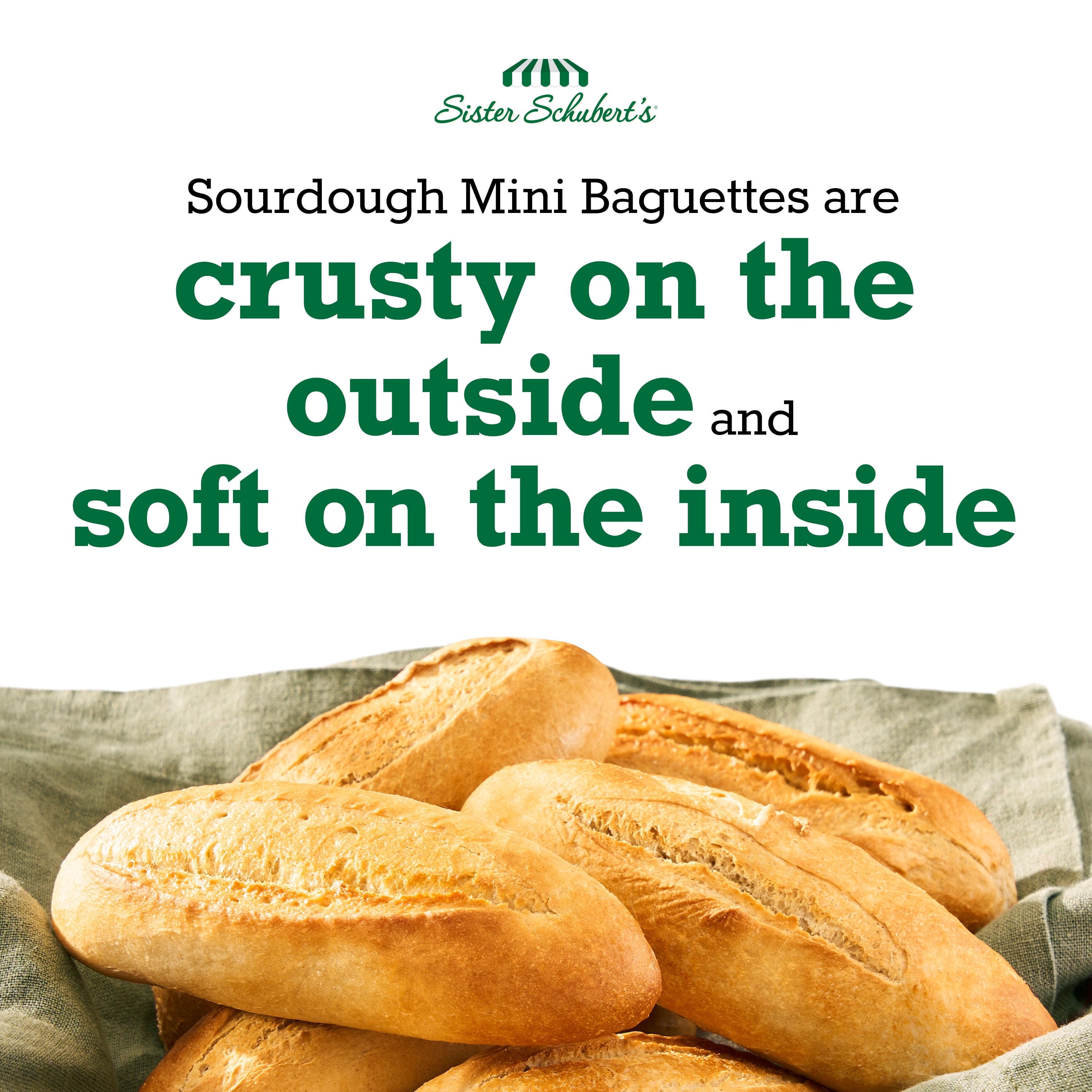 Sister Schubert's Mini Sourdough Baguettes, 8 rolls, 16 Ounce bag (Frozen)