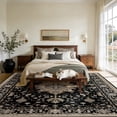 thumbnail image 2 of KoshiMe Washable Area Rug 6'x9', Non-Slip Soft Vintage Distress Floral Rugs for Living Room, Stain Resistant Low Pile Medallion Carpet for Dining Room Office, Black, 2 of 9