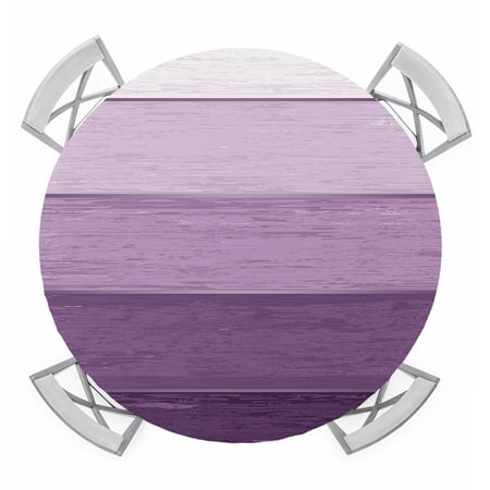 Round Fitted Tablecloth with Elastic Edge Purple Ombre Waterproof Table Cloth Table Cover for 36 -44 Tables Farmhouse Vintage Wooden Striped Tablecloths for Dining Picnic Party Outdoor