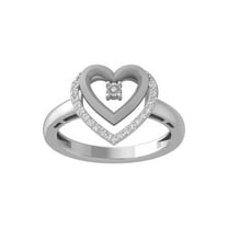 Araiya Fine Jewelry 10K White Gold Round-shape Lab Grown Diamond Heart Engagement Ring ( 1/10 cttw, D-F Color, VS Clarity) Size 8.5