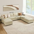 thumbnail image 4 of Sectional Sofa Couch, 7 Seat Sofa Set with Storage for Living Room, Modern Modular Sofa Sleeper with Ottoman, Beige, 4 of 5