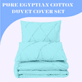 thumbnail image 3 of KOMFIT 800 Thread Count Pinch Pleated Duvet Cover set 100% Egyptian Cotton with Zipper Closure & Corner Ties 1 Duvet CoverAqua Blue Solid , Eastern King Size (118x110), 3 of 6