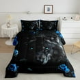 Black Wolf Comforter Set Blue Rose Twin Bedding Sets for Girls,Romantic