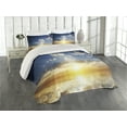 thumbnail image 2 of Ambesonne Mystic Quilted Coverlet 3 Pcs, Sunset Reflection on Sea, Queen Size, Yellow Brown Blue, 2 of 4