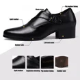 thumbnail image 5 of Men's Genuine Leather Chunky Heel Monk Strap Dress Loafers Fashion Classic Pointed Toe Low Top High Heel Slip On Chelsea Casual Business Formal Shoes, 5 of 8