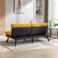 thumbnail image 3 of 71.6" Futon Sofa Bed, Convertible Chenille Upholstered Couch Bed with Adjustment Backrest & Metal Legs, Loveseat Sofa for Living Room Studio Office Apartment, Yellow, 3 of 8