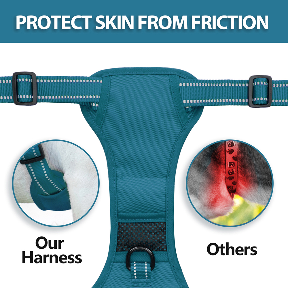 PoyPet Reflective No Pull Dog Harness, Teal, Medium photo 7