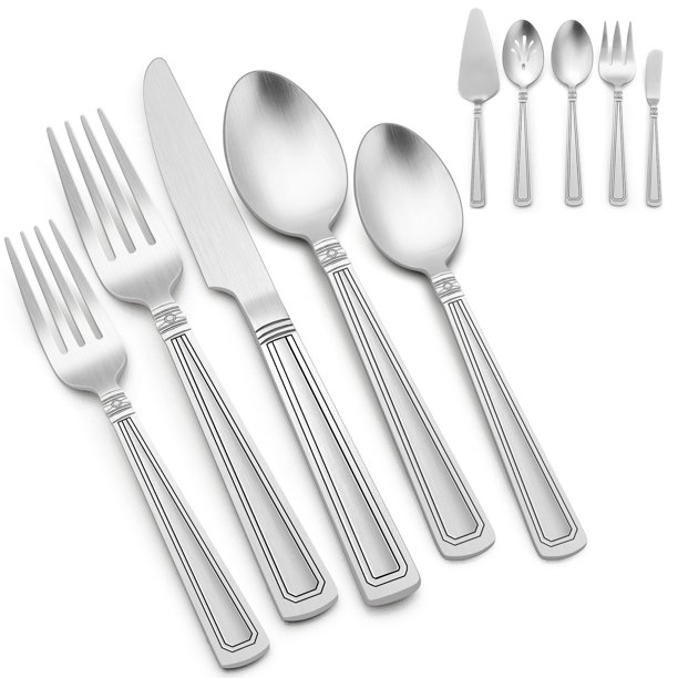 Walchoice 35 Pieces Silverware Set with Serving Set, Stainless Steel
