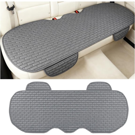 Car Back Seat Cover, Non-Slip Vehicle Rear Seat Bottom Cushion Pad with Storage Pockets, Comfortable Automotive Back Bench Protector, Universal for SUV Automobile Truck (Gray)