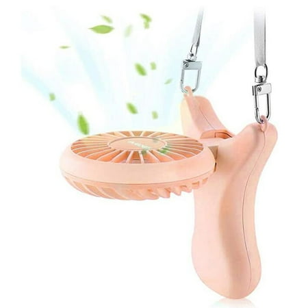 

GAHZENB Fans Usb Led Light Rechargeable Neckband Lazy Neck Hanging Style Dual Cooling Fan Clearance sale! (Pink)