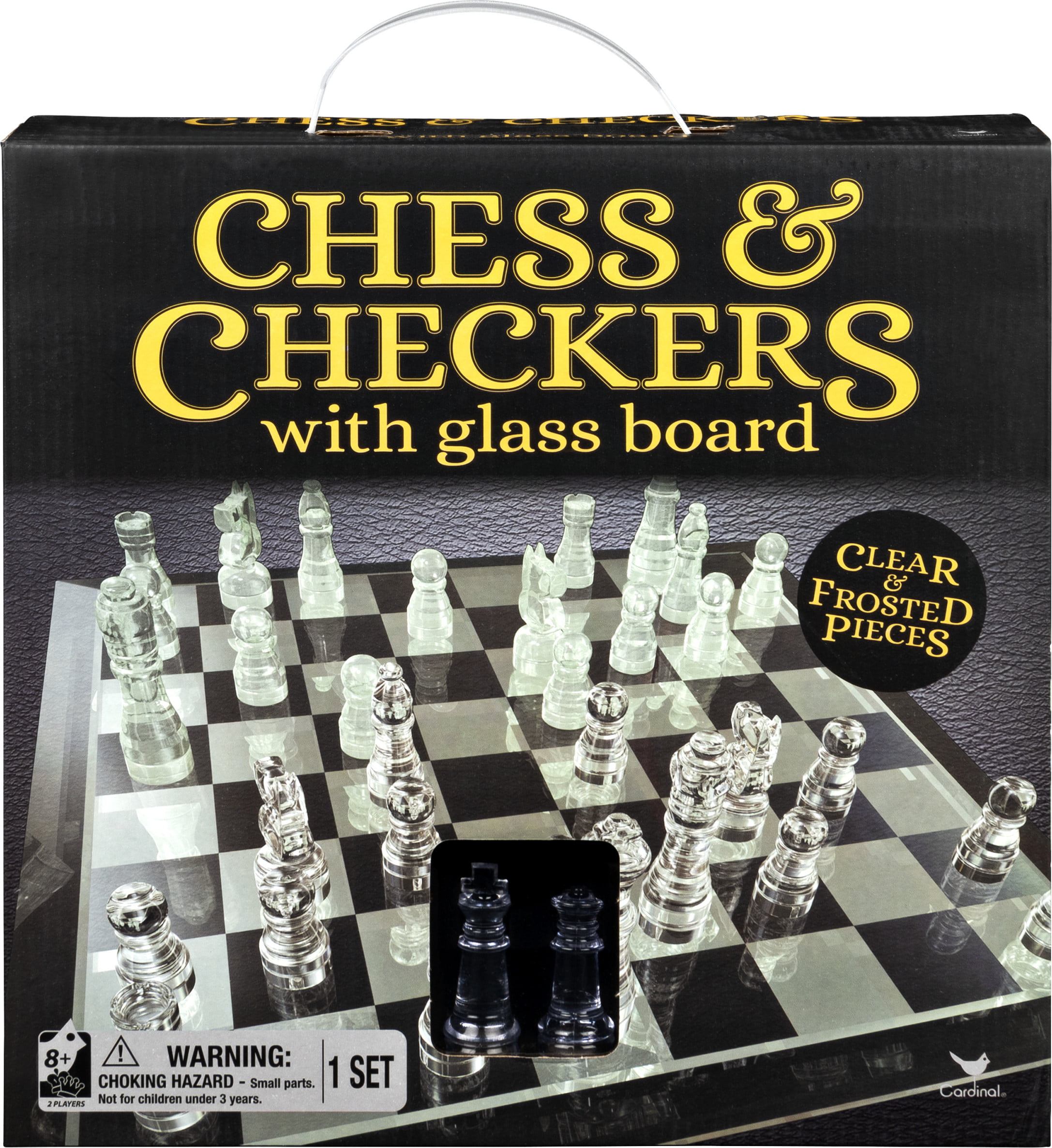 Glass Chess Set Elegant Pieces and Checker Board Game C Black V1W1 Frosted Q4M8 